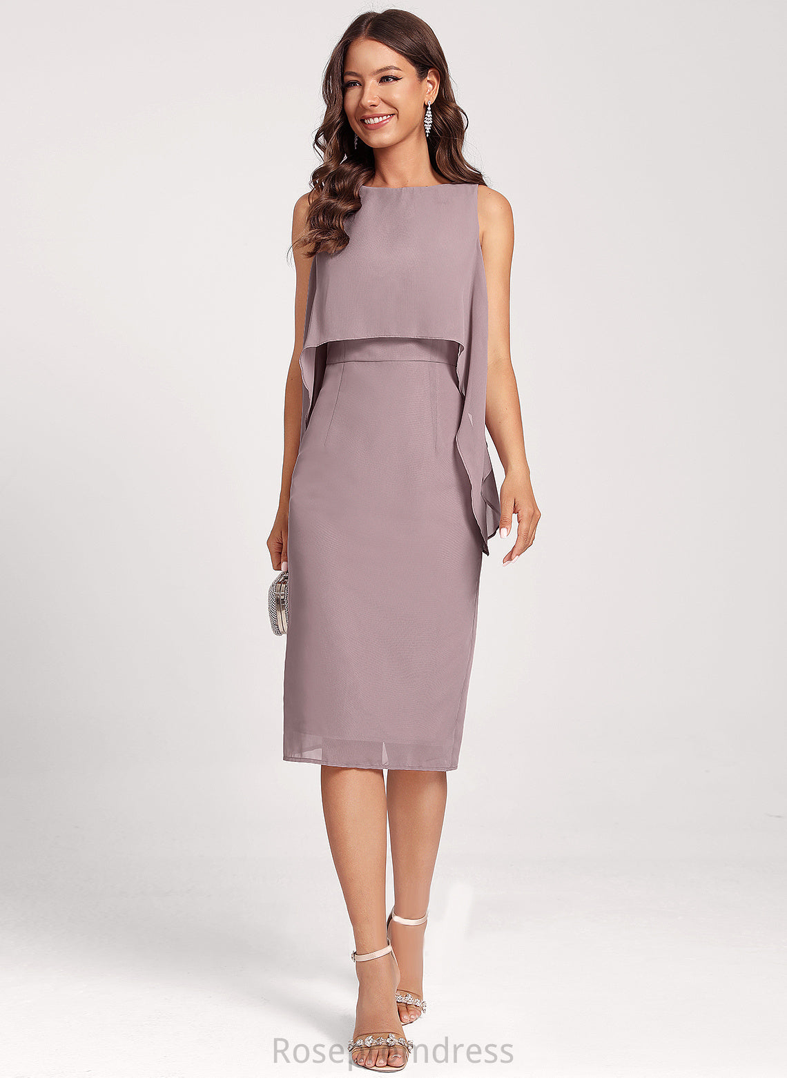 Club Dresses Knee-Length Kim Cocktail Dress Sheath/Column Scoop Chiffon Neck