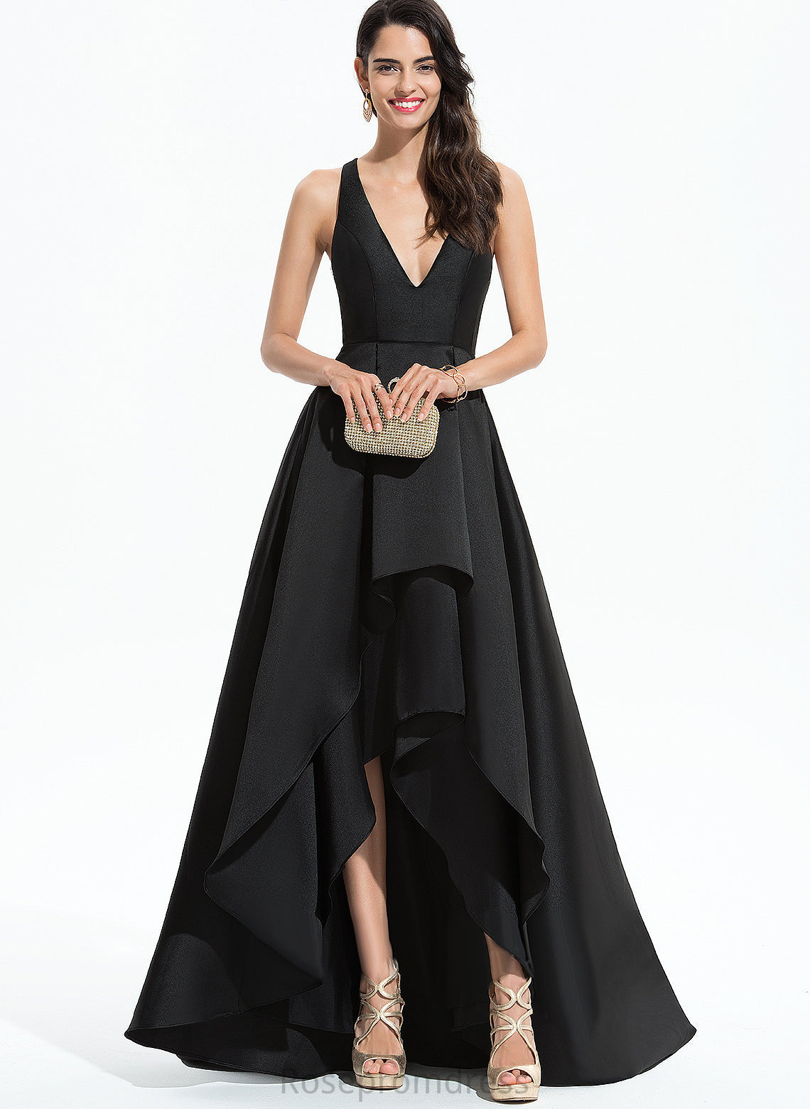 Prom Dresses Asymmetrical Shayna A-Line V-neck Satin