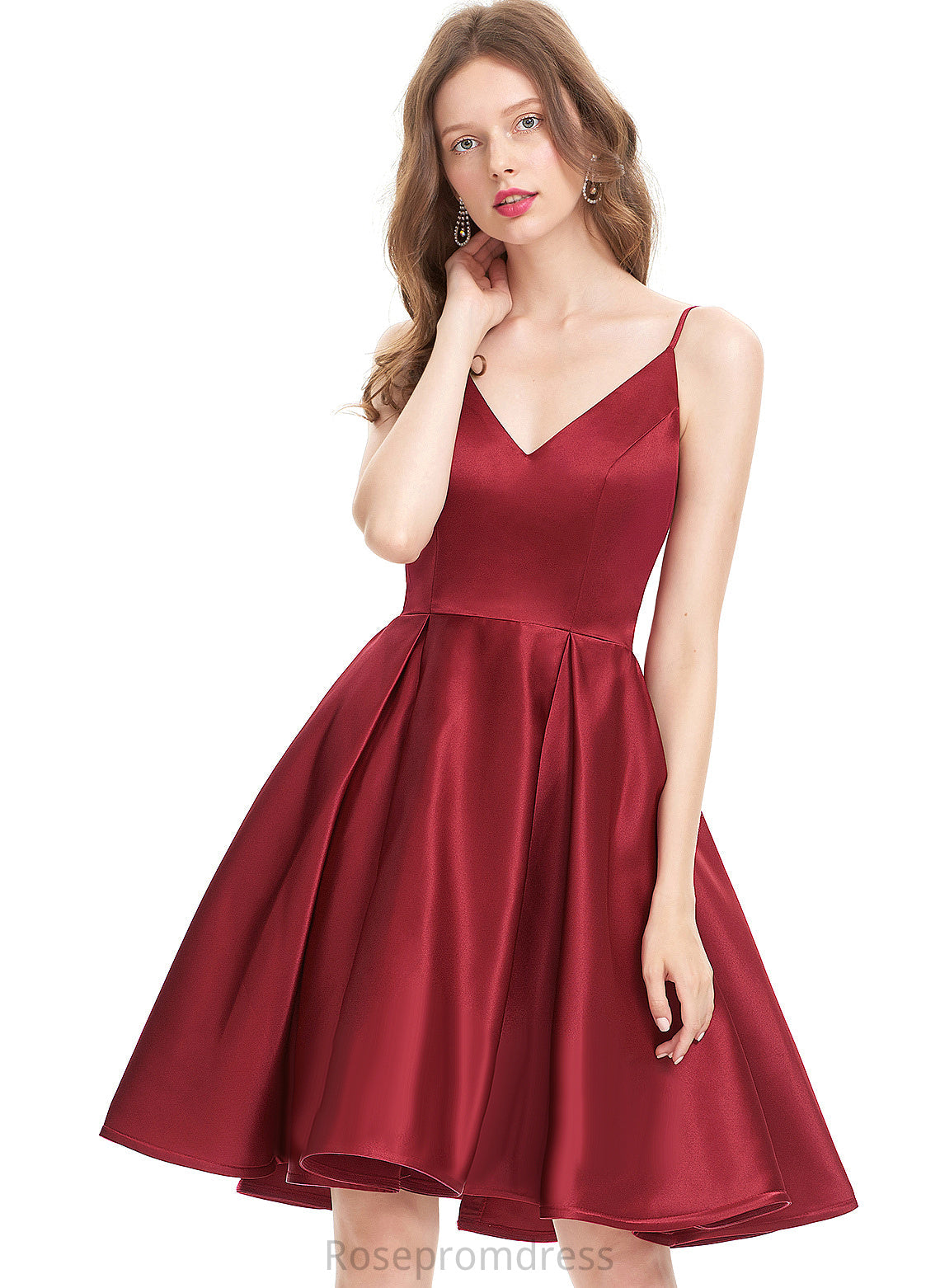 Prom Dresses Short/Mini A-Line V-neck Satin Mckinley