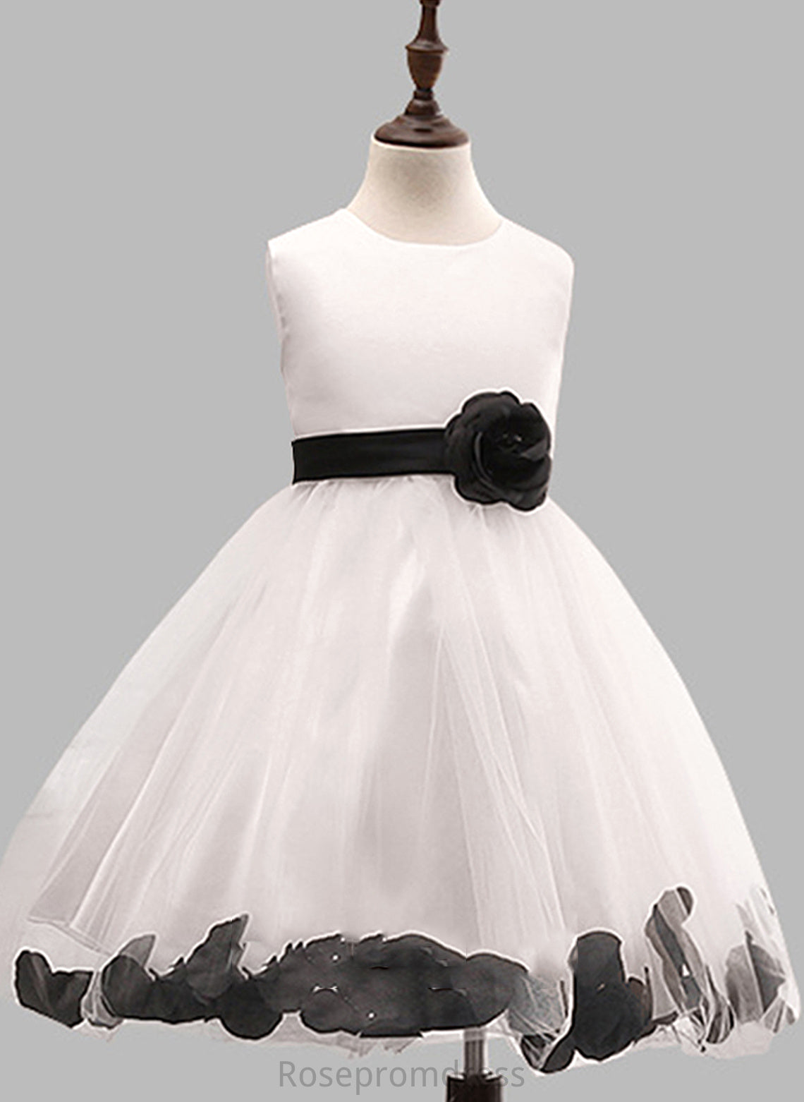 Dress Cotton Blends Girl Flower(s)/Bow(s) Neck Ball Scoop Jeanie Knee-length With Flower Gown Sleeveless Flower Girl Dresses -