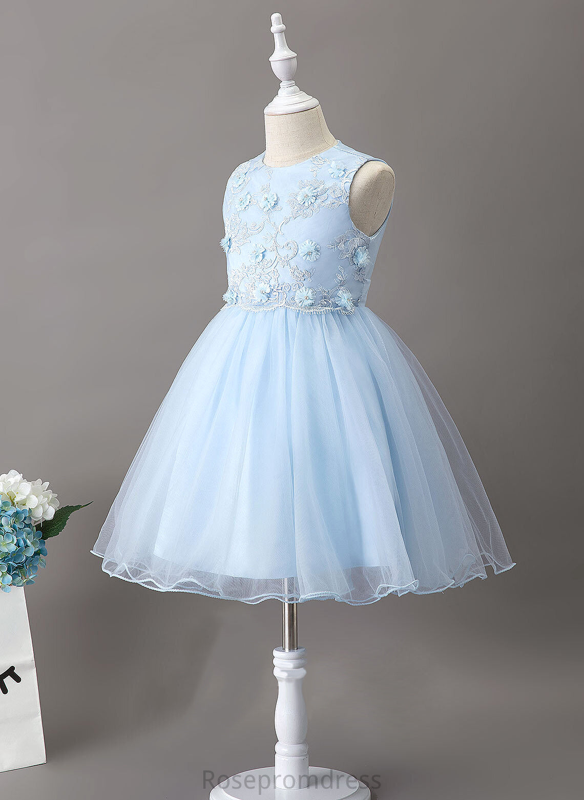 With Sleeveless Girl Flower(s) Dress Flower Girl Dresses Knee-length Scoop - Flower Fatima Tulle/Lace A-Line Neck