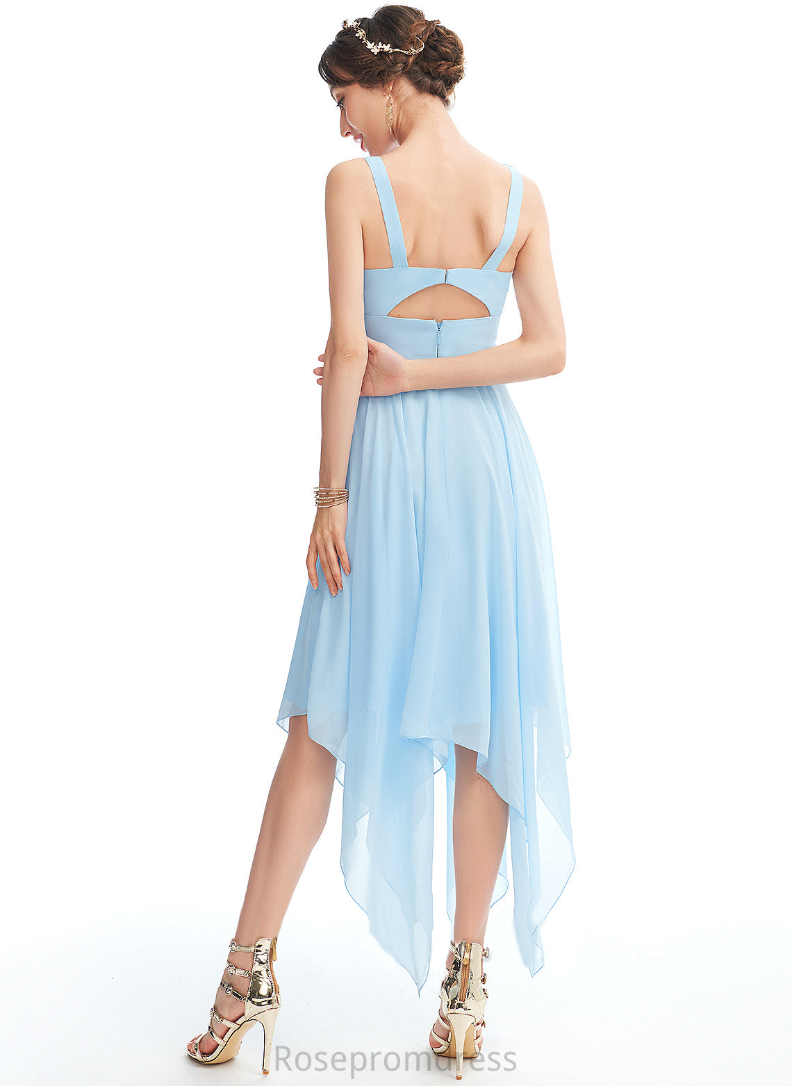 Cocktail Dresses Ruffle A-Line V-neck Cocktail Chiffon Dress With Asymmetrical Kaylyn