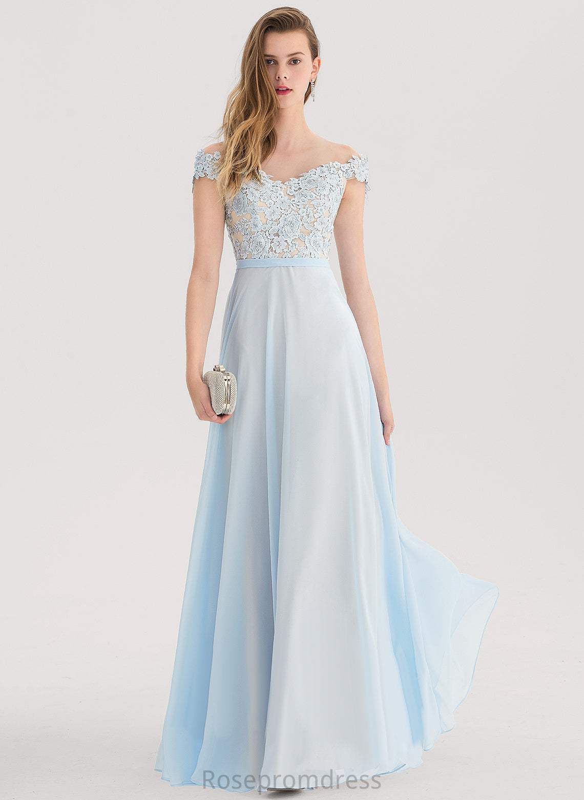 Sequins Prom Dresses With Off-the-Shoulder Jaylyn Beading A-Line Floor-Length Chiffon Lace