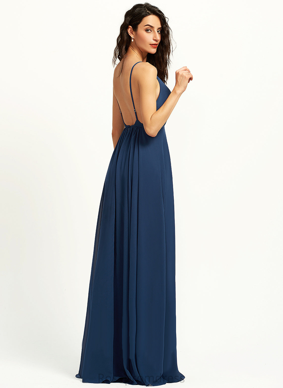 A-Line V-neck Floor-Length Prom Dresses Lauryn Chiffon