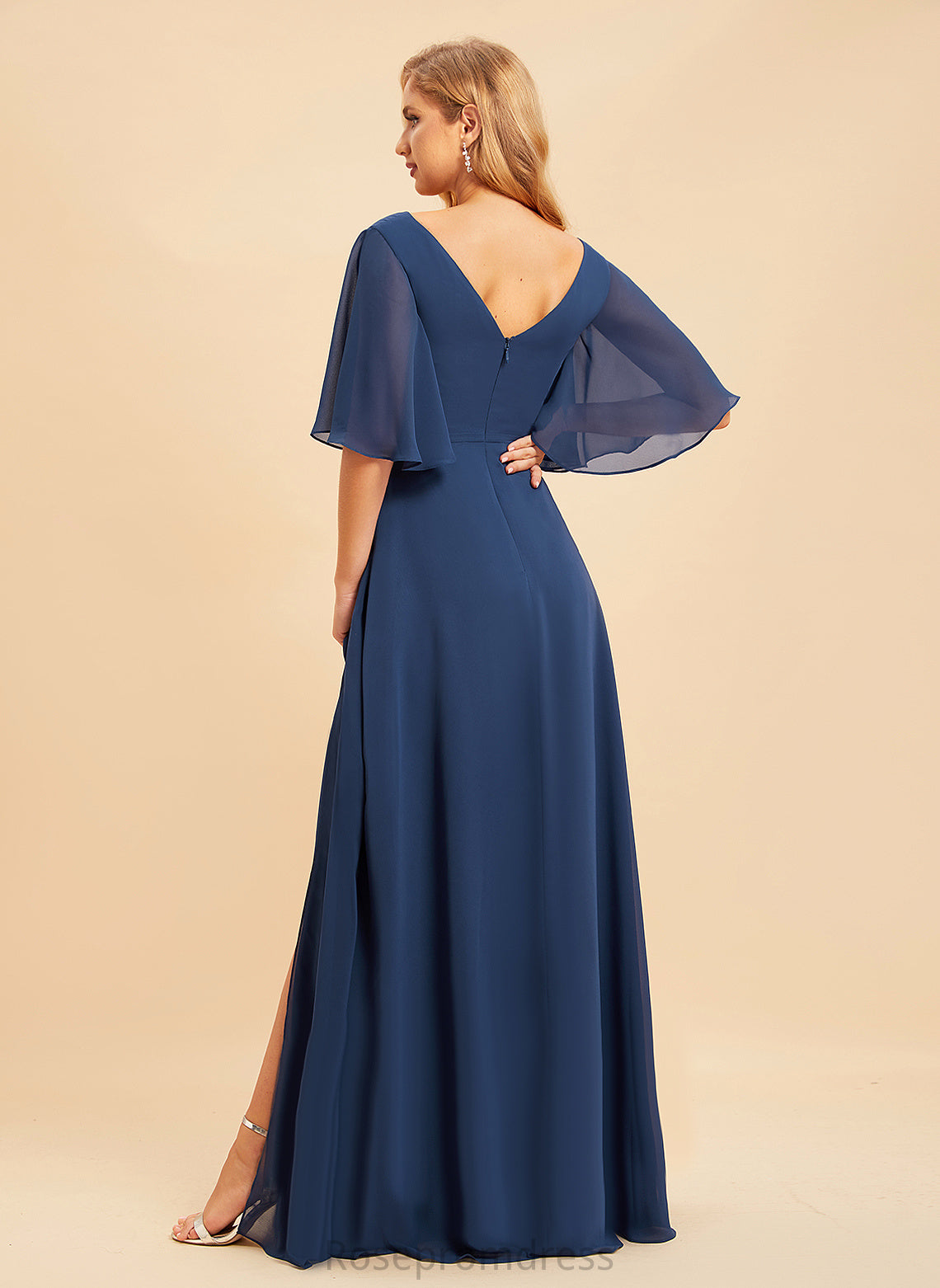 Neckline V-Neck Fabric A-line Floor-Length Straps&Sleeves Length Silhouette Ciara Floor Length A-Line/Princess Natural Waist Bridesmaid Dresses