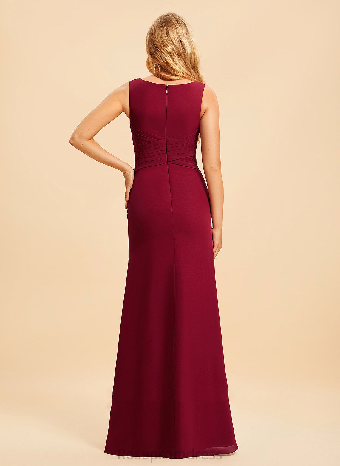 V-neck Length Silhouette SplitFront Trumpet/Mermaid Neckline Fabric Embellishment Floor-Length Salome Bridesmaid Dresses