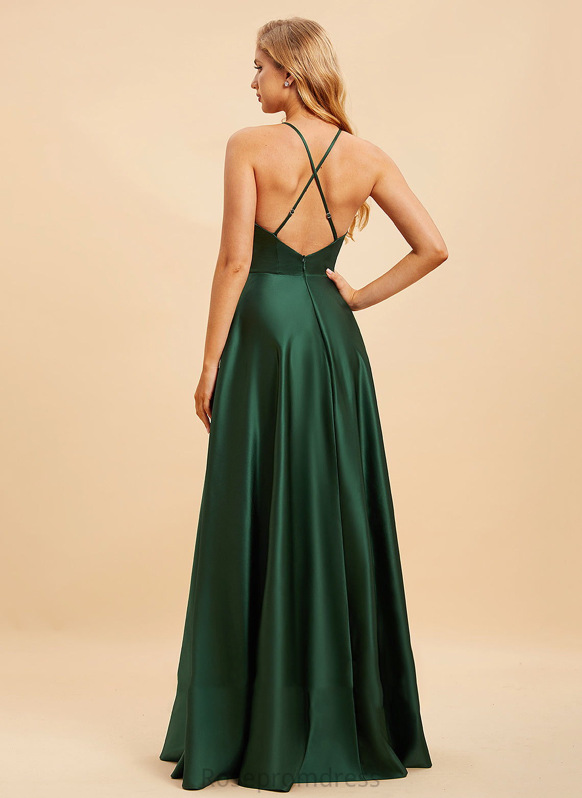 HighNeck Length Silhouette Fabric Floor-Length Embellishment SplitFront A-Line Neckline Aliya Bridesmaid Dresses