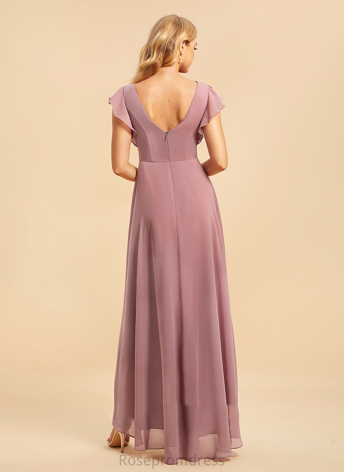 Silhouette Ruffle Length A-Line ScoopNeck Embellishment Fabric Neckline Asymmetrical Prudence A-Line/Princess Spaghetti Staps Bridesmaid Dresses