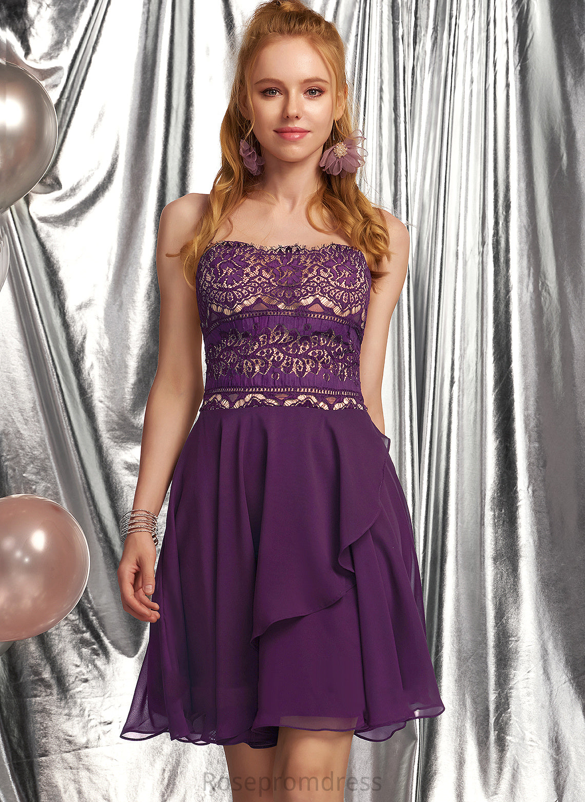 Homecoming Dresses Homecoming Neckline Chiffon A-Line Julie Lace Short/Mini With Square Dress