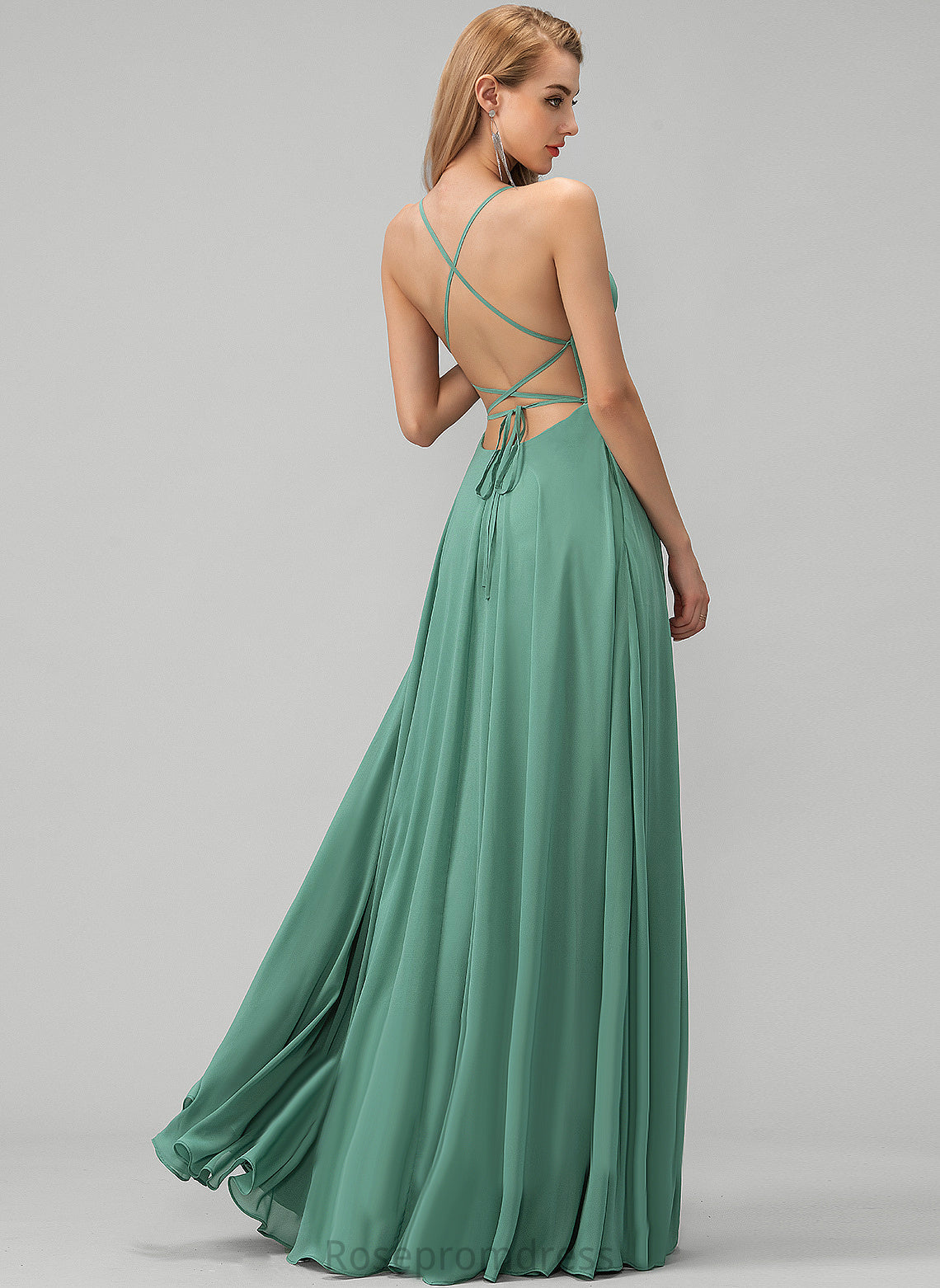 Chiffon Floor-Length Prom Dresses Vivian A-Line Square