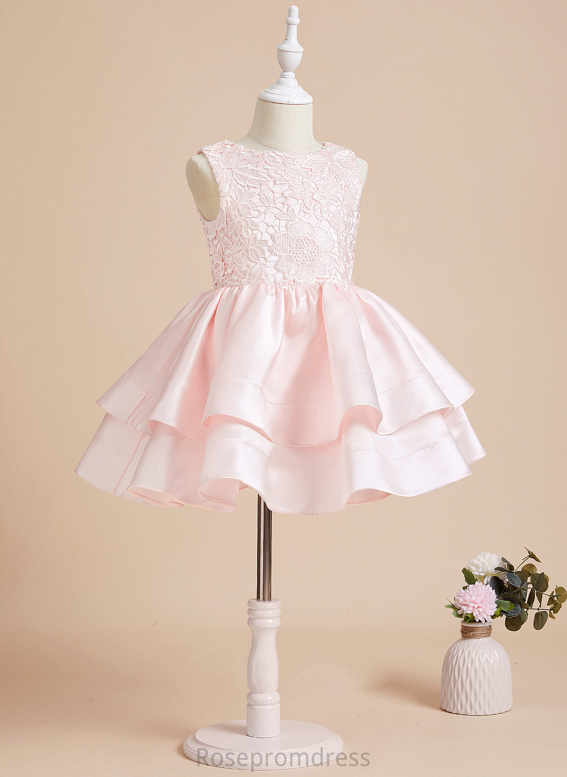 Flower Girl Dresses Robin Girl Sleeveless Dress Short/Mini A-Line Flower Scoop Satin/Lace - Neck