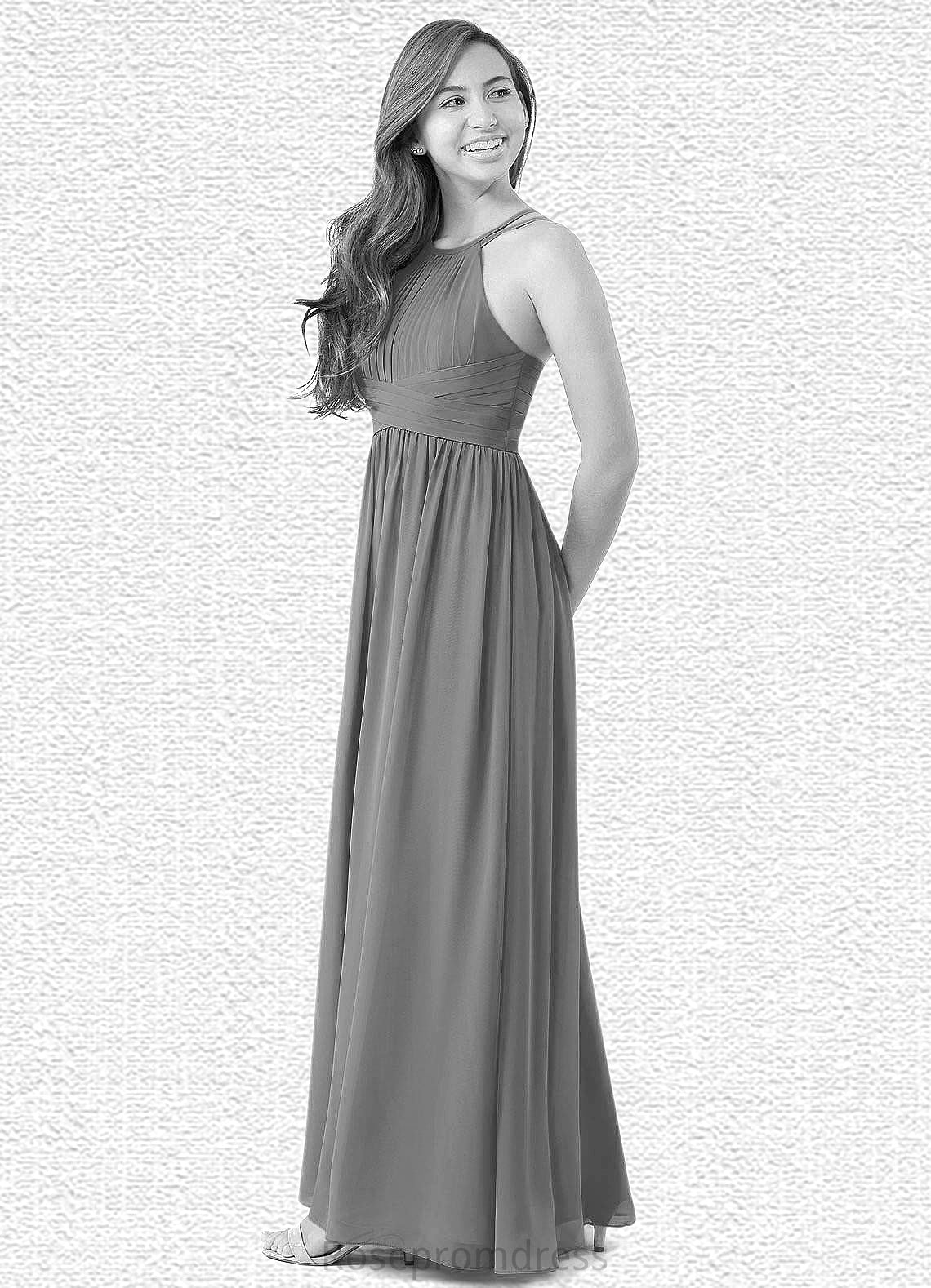 Audrey A-Line Pleated Chiffon Floor-Length Junior Bridesmaid Dress SRSP0019976