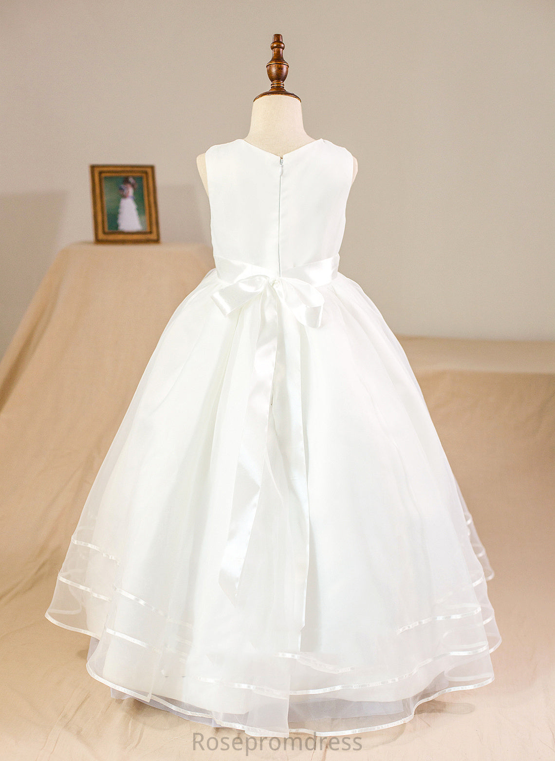 (Petticoat Flower Girl Dresses Organza/Satin Dress With Bow(s) Scoop included) Floor-length Flower - Ball-Gown/Princess Girl Alexandria Neck Sleeveless NOT