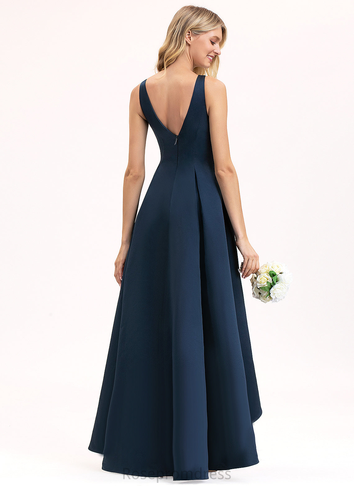 Satin Silhouette Asymmetrical Scoop Straps&Sleeves Fabric Length A-line Neckline Hailie A-Line/Princess Natural Waist Bridesmaid Dresses