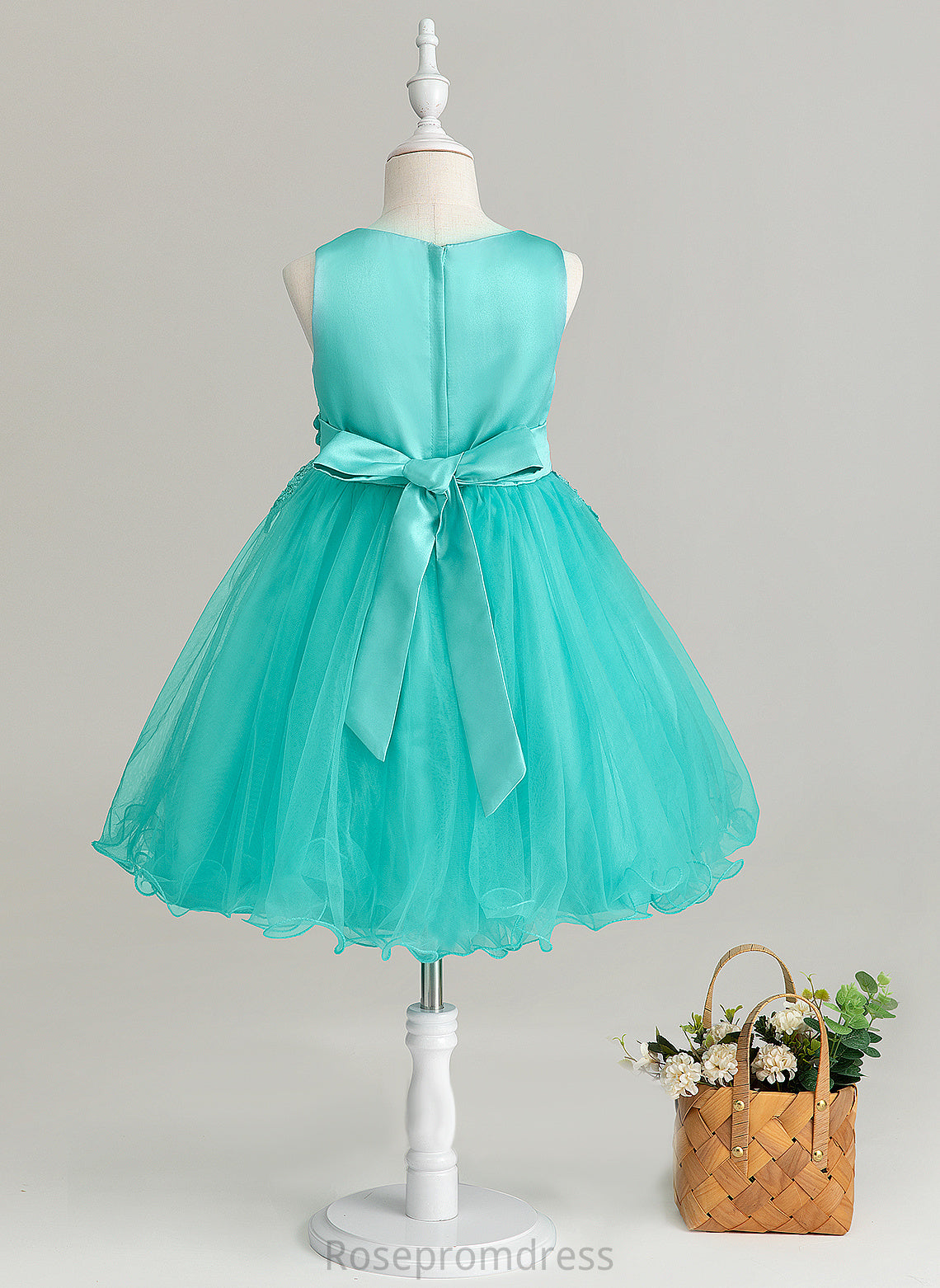 A-Line Knee-length With - Josie Flower Girl Dresses Neck Scoop Flower(s) Sleeveless Flower Girl Dress Satin/Tulle/Lace