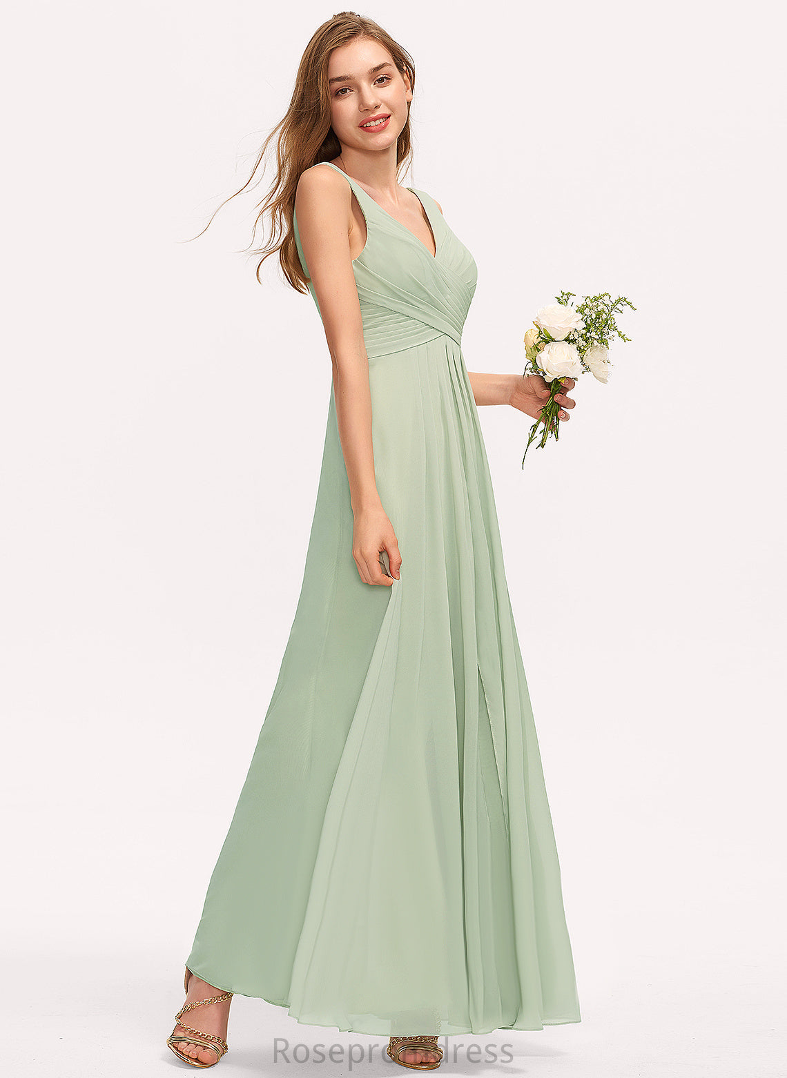 Fabric Floor-Length A-line Length Straps&Sleeves V-Neck Neckline Silhouette Emmalee One Shoulder Floor Length Natural Waist Bridesmaid Dresses