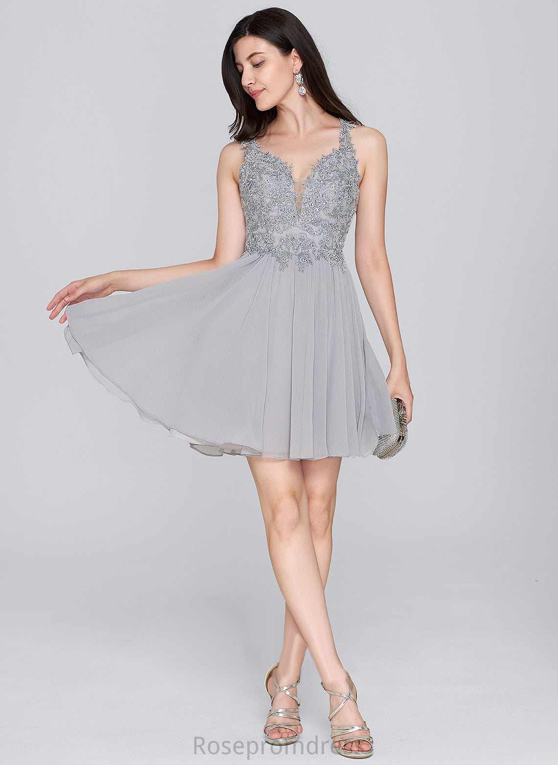 Lace Saniyah With Beading Dress A-Line Short/Mini Sequins Sweetheart Homecoming Chiffon Homecoming Dresses