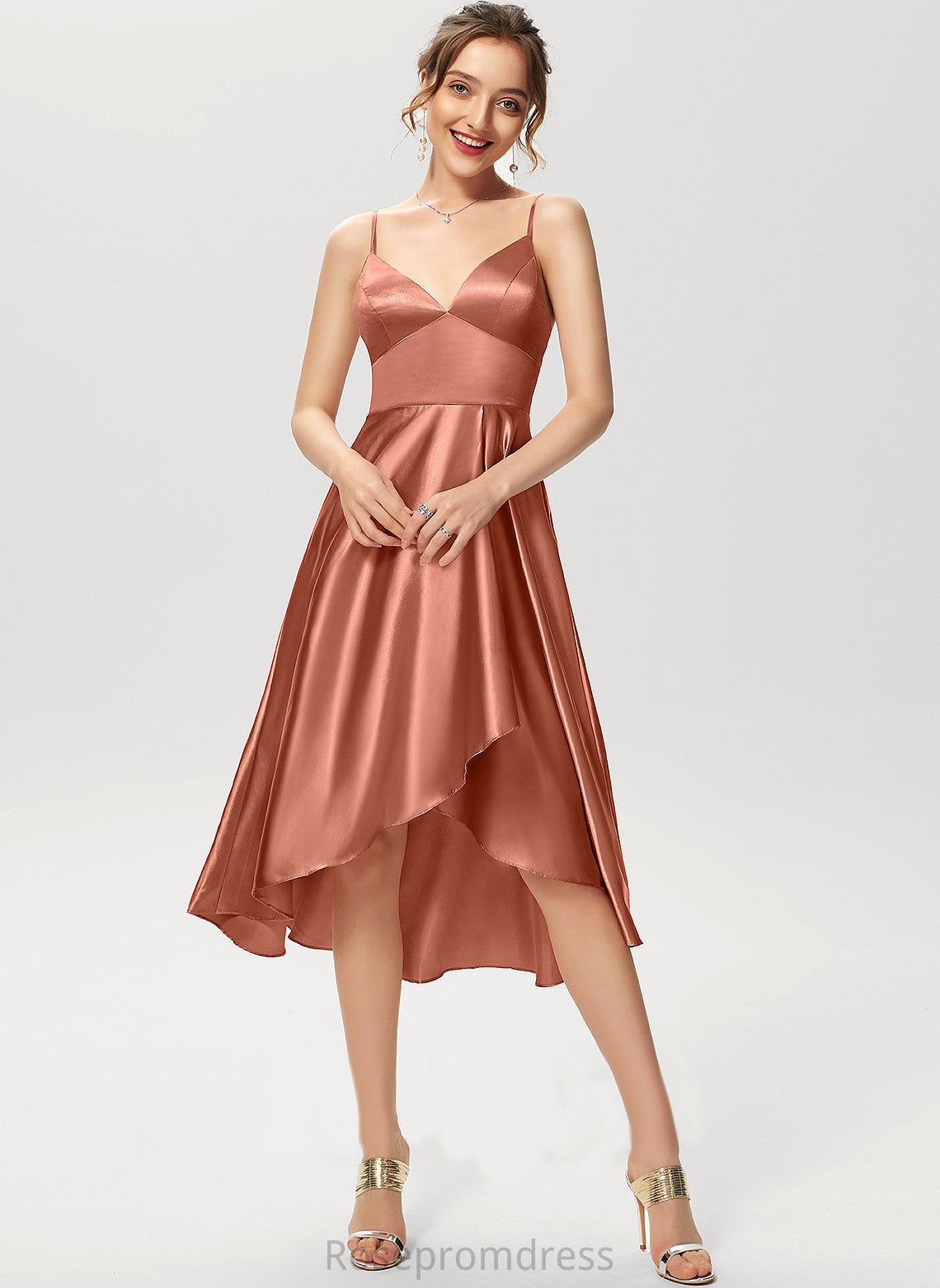 Asymmetrical Rayon V-neck Cocktail Dresses Tamia Dress Cocktail A-Line