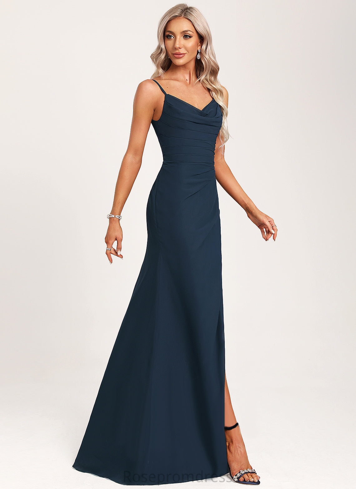 Cowl Silhouette Length Trumpet/Mermaid Straps&Sleeves Neckline Floor-Length Fabric Giana Bridesmaid Dresses