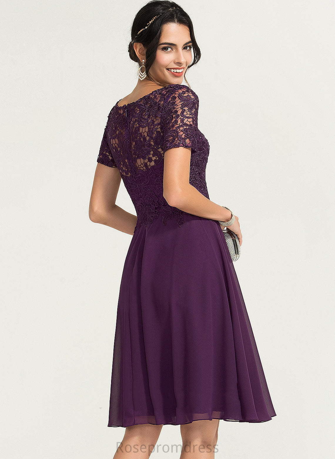 Knee-Length A-Line Chiffon Sofia Scoop Cocktail Lace Dress Neck Cocktail Dresses