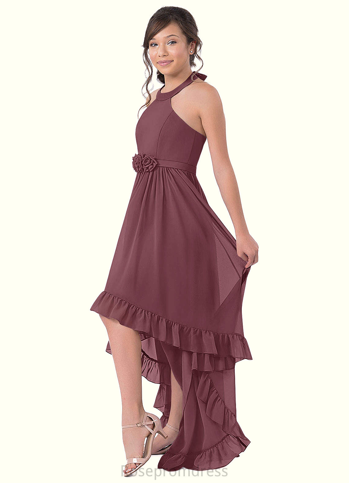 Phoenix A-Line Chiffon Asymmetrical Junior Bridesmaid Dress SRSP0019969