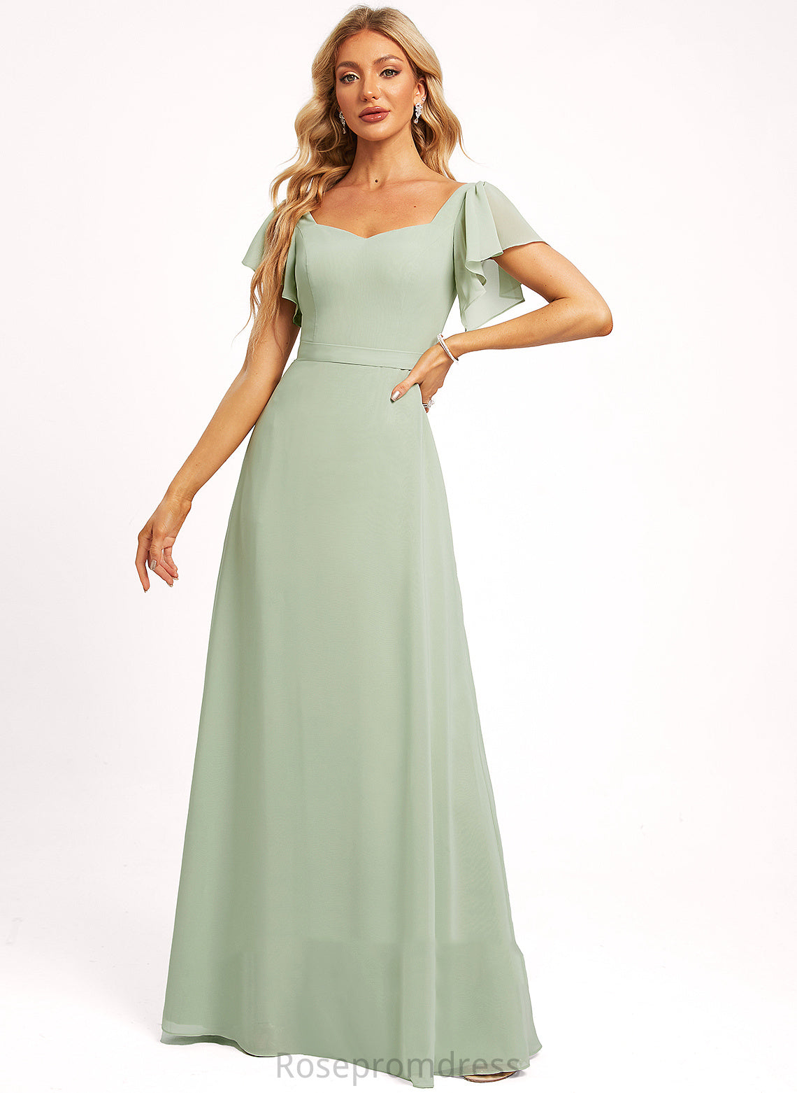 Straps&Sleeves Floor-Length Neckline V-Neck Length Fabric A-line Silhouette Raegan Straps Knee Length Sleeveless Bridesmaid Dresses