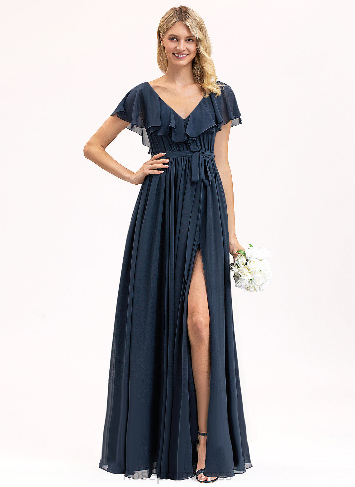 Length Silhouette Embellishment Floor-Length Fabric Neckline A-line V-Neck Fiona Bridesmaid Dresses