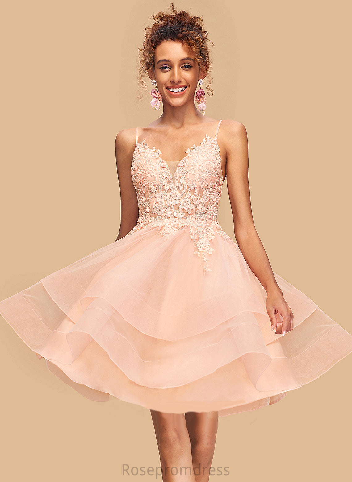 V-neck Naomi Dress Homecoming Dresses Lace Homecoming With A-Line Tulle Short/Mini