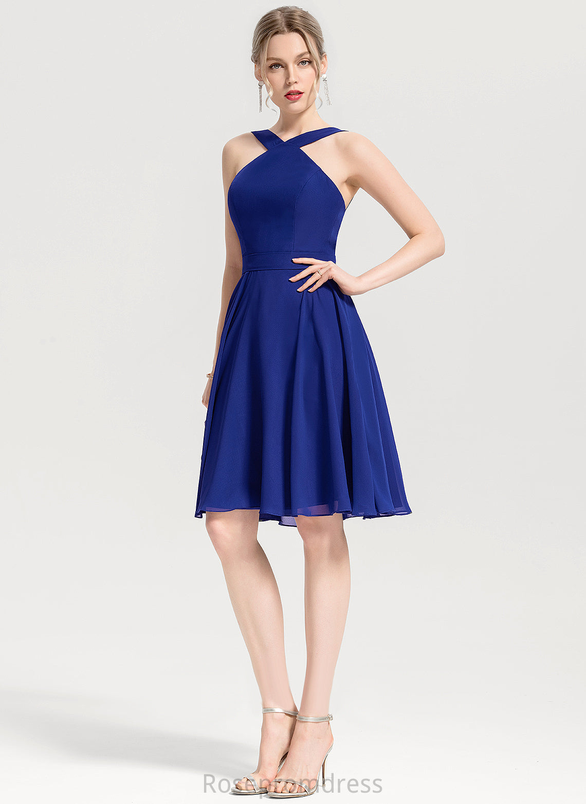 Dress Cocktail Knee-Length A-Line Allie Chiffon V-neck Cocktail Dresses