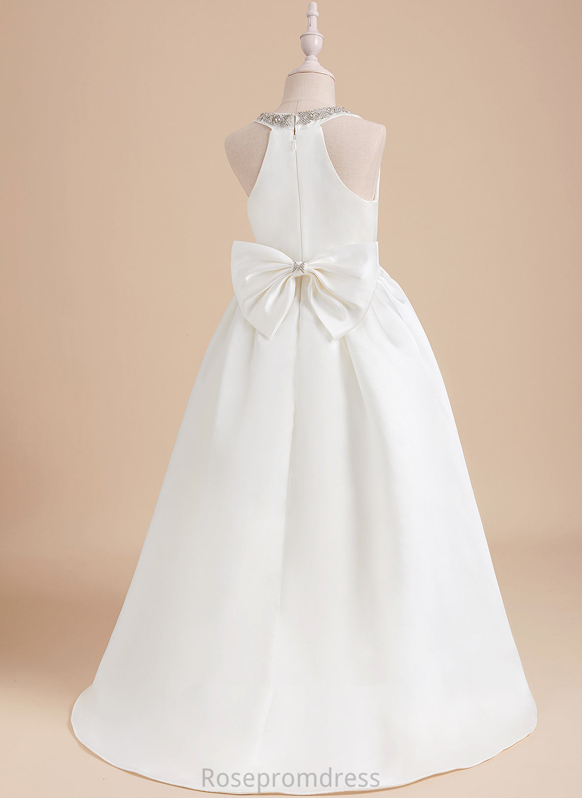 Train With Beading Girl V-neck Sweep Sleeveless - Ball-Gown/Princess Flower Girl Dresses Avah Dress Flower Satin