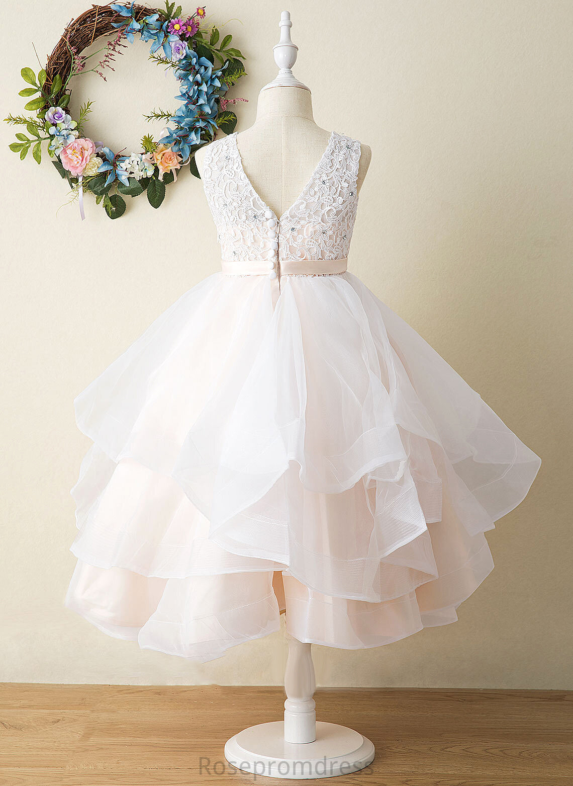 Flower Kyla Tea-length Flower Girl Dresses Neck Ball-Gown/Princess - Dress Scoop Sleeveless Tulle/Lace Girl