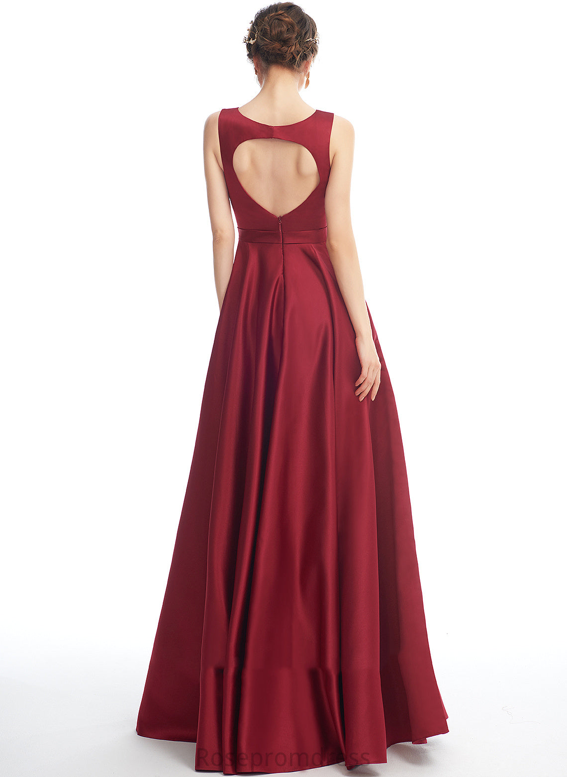 Straps Silhouette A-Line Neckline Length ScoopNeck Satin Floor-Length Fabric Carmen Sleeveless Sheath/Column Bridesmaid Dresses