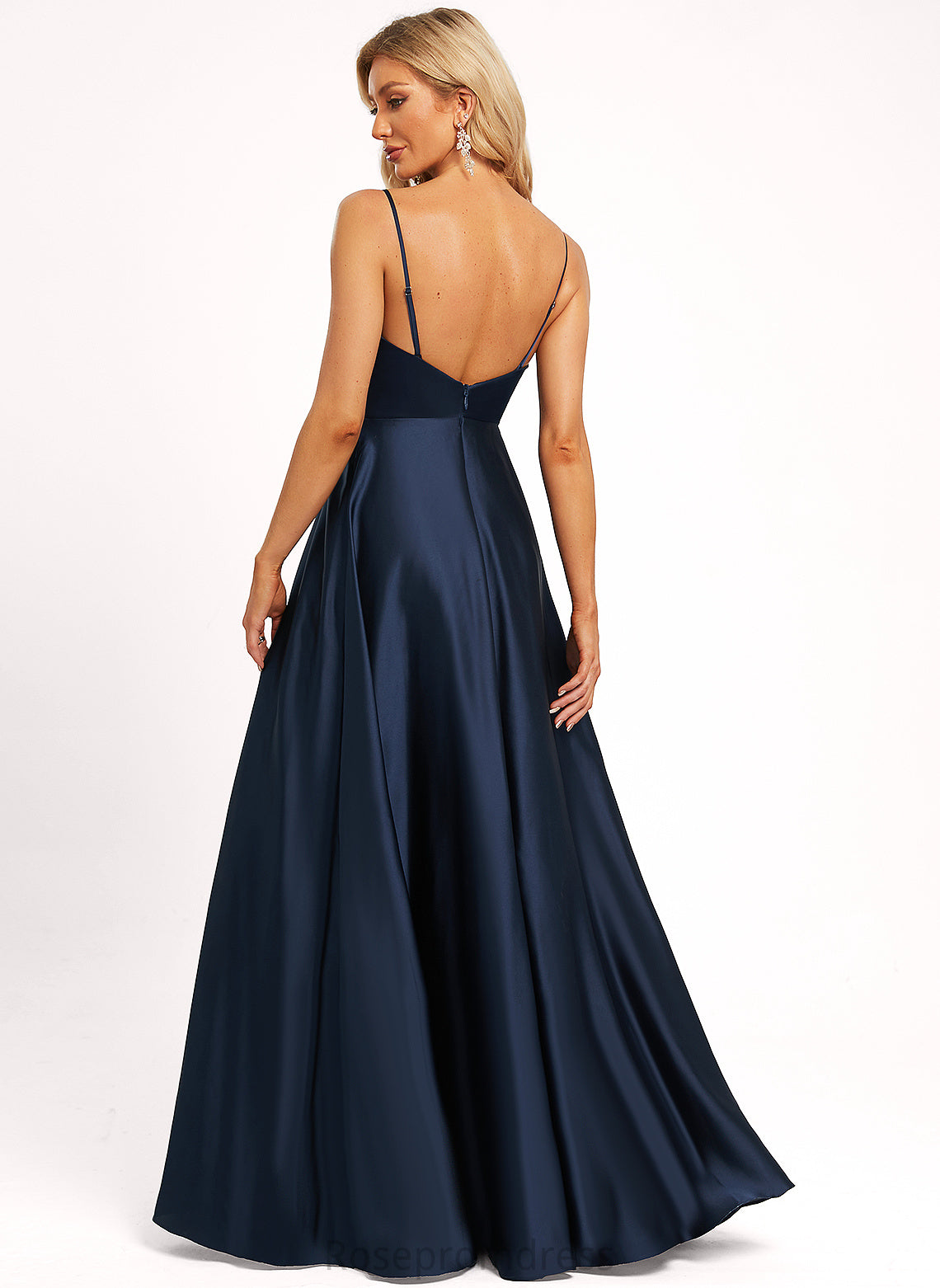 Floor-Length V-Neck Silhouette Length Straps&Sleeves Neckline SpaghettiStraps BackStyle A-line Sleeveless Kinley Natural Waist Bridesmaid Dresses