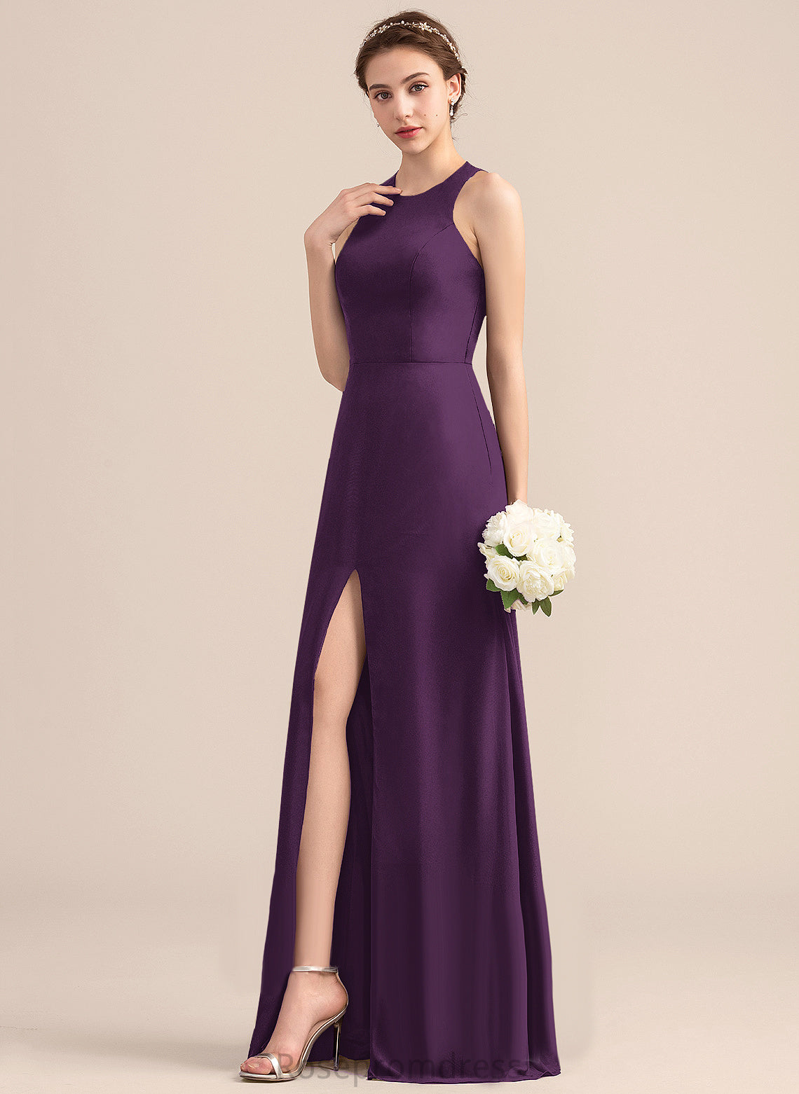 Straps&Sleeves A-line Scoop Length Silhouette Floor-Length Neckline Fabric Natalie Bridesmaid Dresses