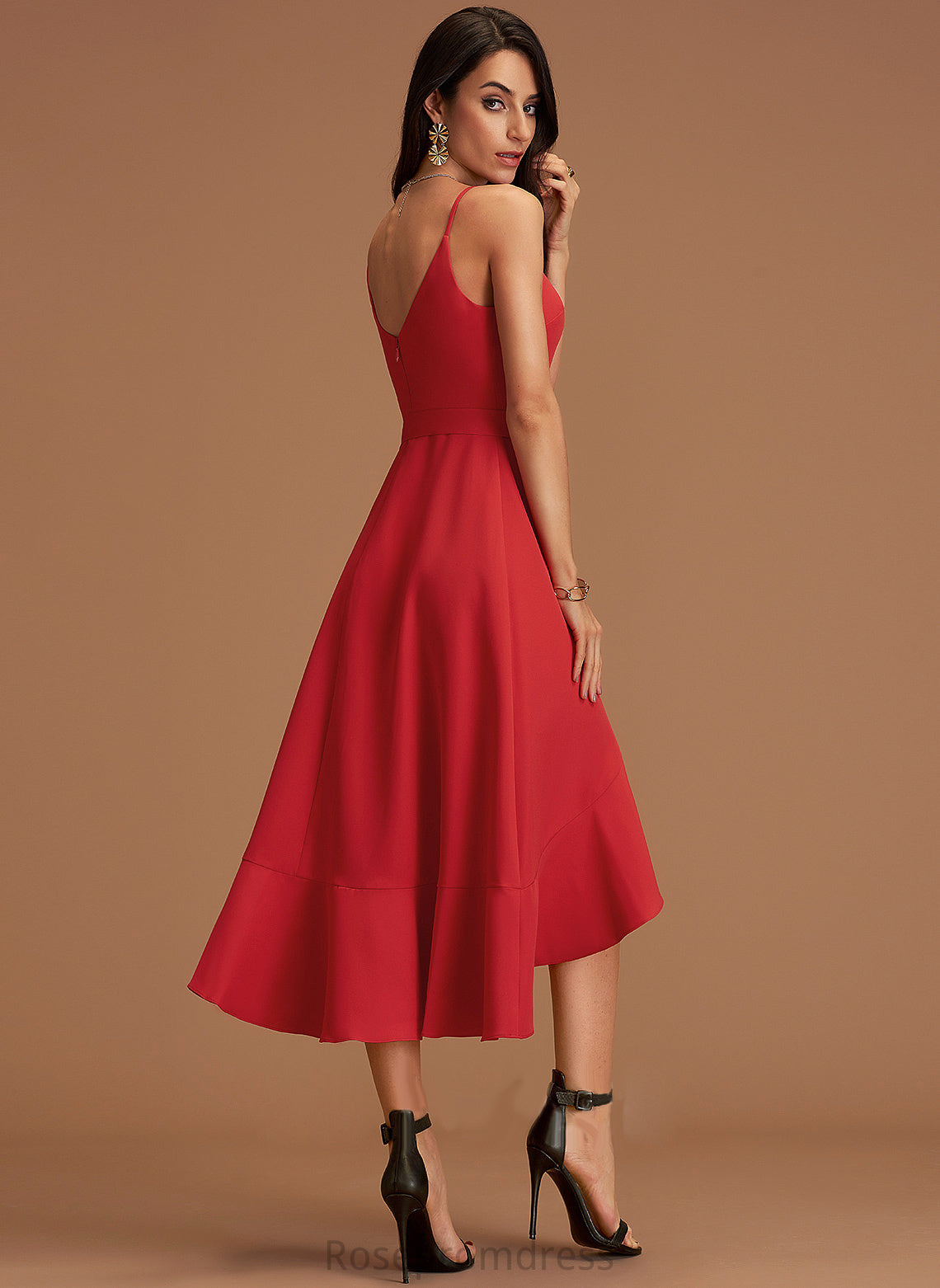 V-Neck Mandy Crepe Formal Dresses Dresses A-line Stretch