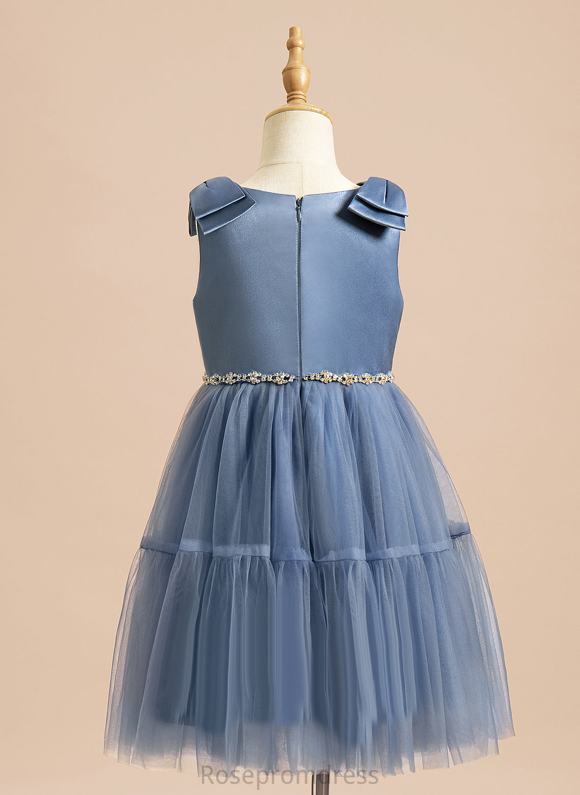 Knee-length Ciara Sleeveless Girl A-Line Flower Flower Girl Dresses With Satin/Tulle - Neck Beading/Bow(s) Scoop Dress