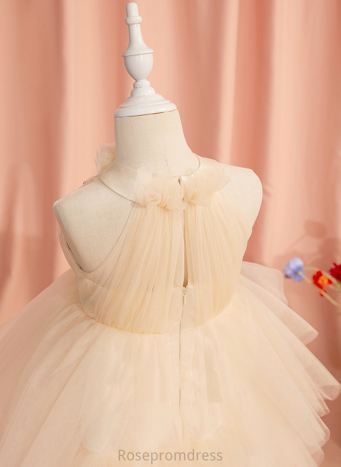 Dress Sleeveless High Tulle Mareli - Ball-Gown/Princess Flower Girl Dresses Neck Knee-length Rhinestone Flower With Girl