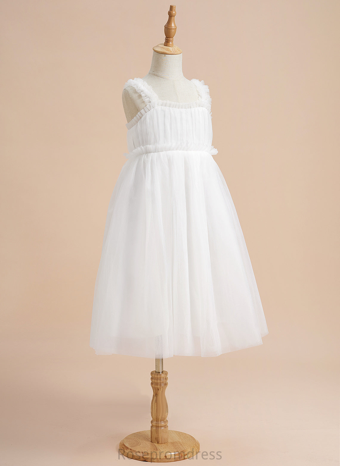 Sleeveless Knee-length Tulle A-Line Kelly Square Neckline Flower Girl Dresses - Girl Dress Flower