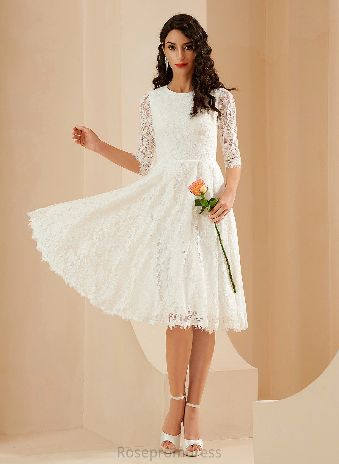 Dress Wedding A-Line Scoop Wedding Dresses Knee-Length Hedwig Lace