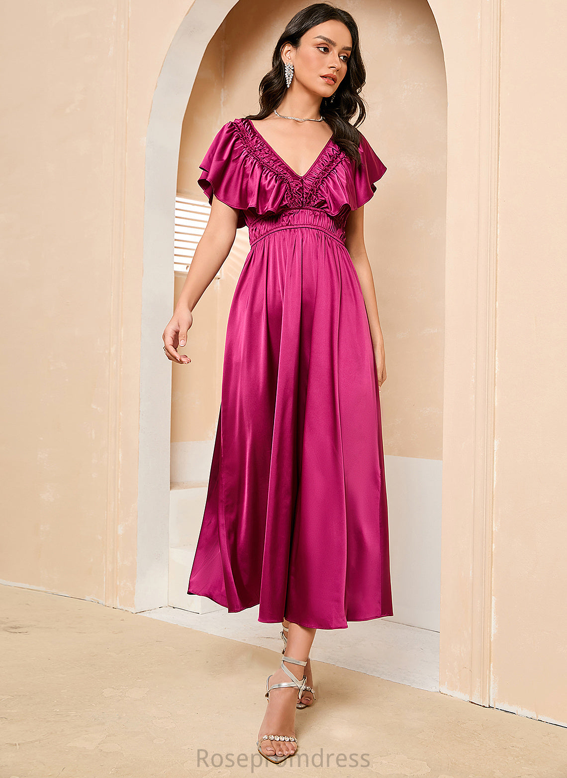 A-Line Paityn Tea-Length Prom Dresses V-neck