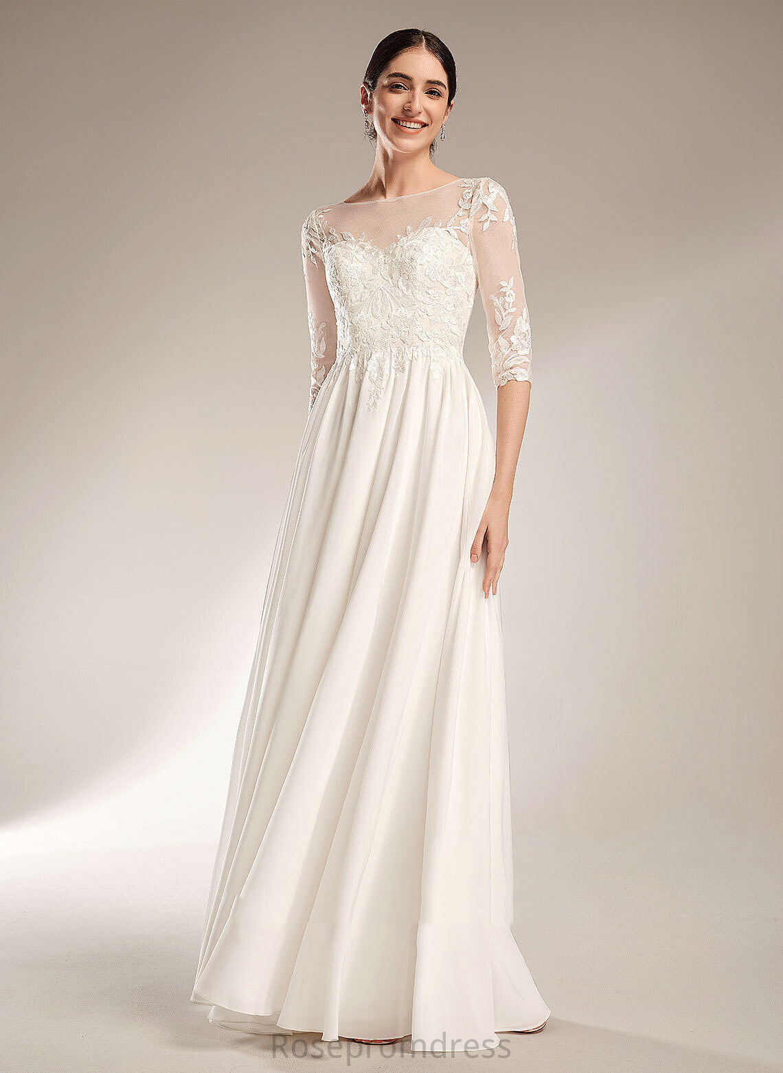 Sequins A-Line Dress Illusion Wedding Dresses Train Lucia With Sweep Wedding Chiffon