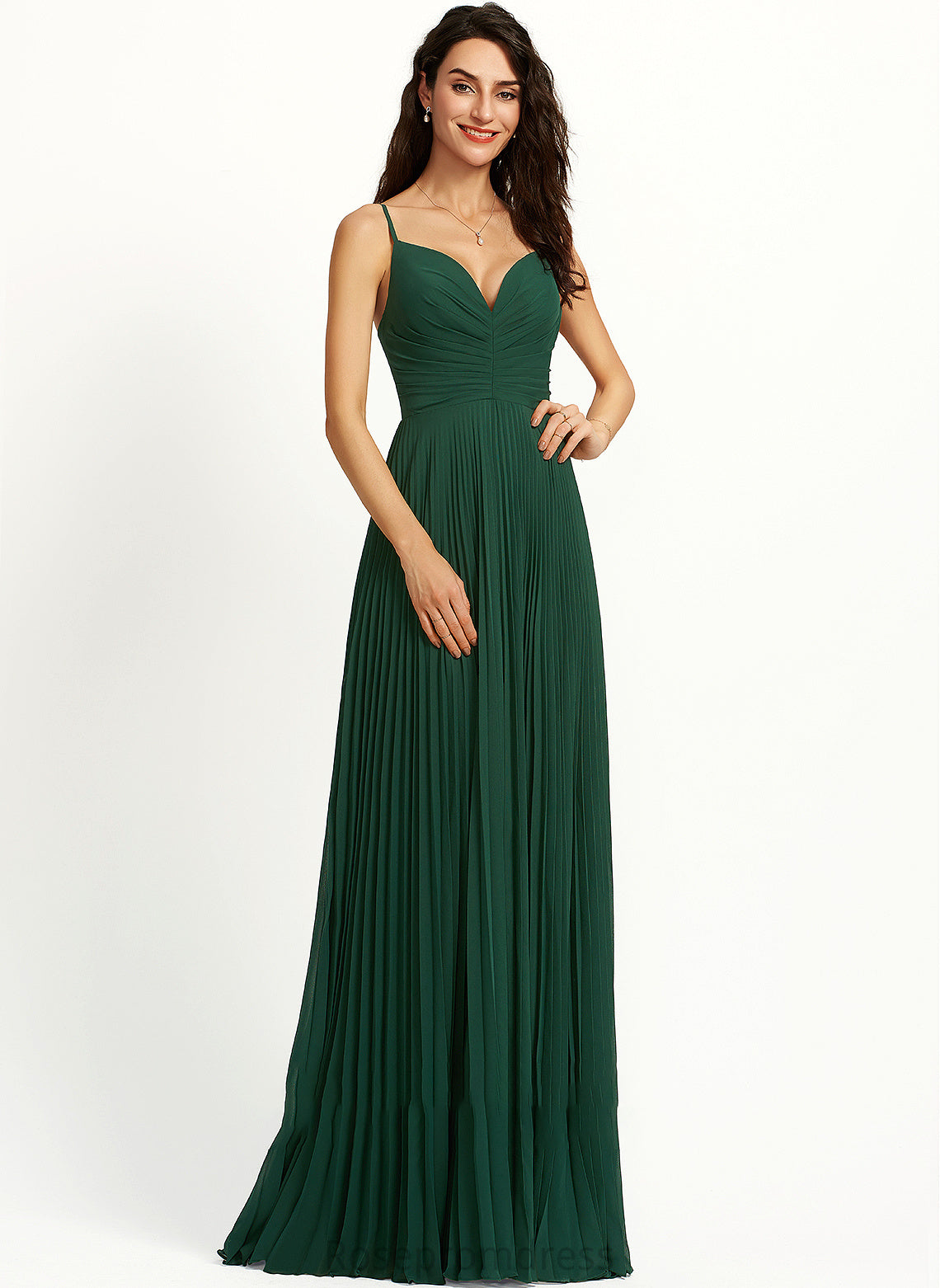 Prom Dresses Pleated Corinne Floor-Length A-Line V-neck With