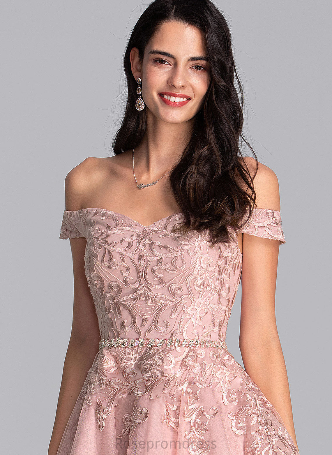 Dress With Off-the-Shoulder Tulle Short/Mini Homecoming Skye A-Line Homecoming Dresses Lace Beading