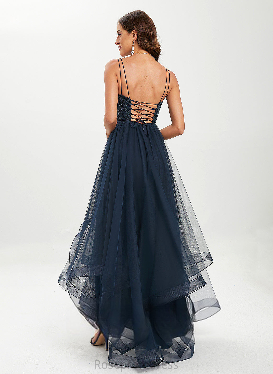 With Lace Ball-Gown/Princess Sequins Scoop Asymmetrical Laura Prom Dresses