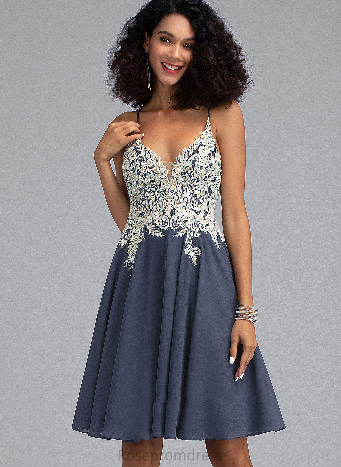 Chiffon Short/Mini With Sequins Beading Charity V-neck Homecoming Lace Dress A-Line Homecoming Dresses