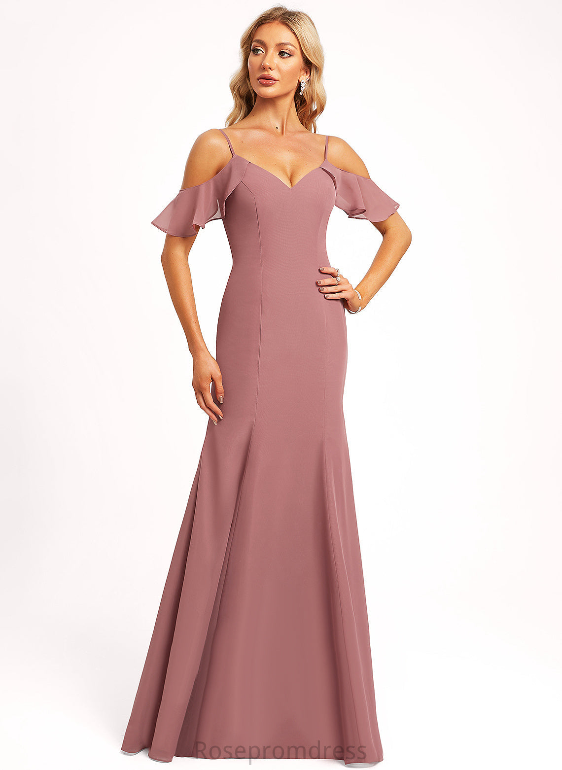 Straps&Sleeves BackStyle SpaghettiStraps Silhouette Trumpet/Mermaid Length Fabric Floor-Length Sleeveless Aniyah A-Line/Princess Stretch Satin Bridesmaid Dresses