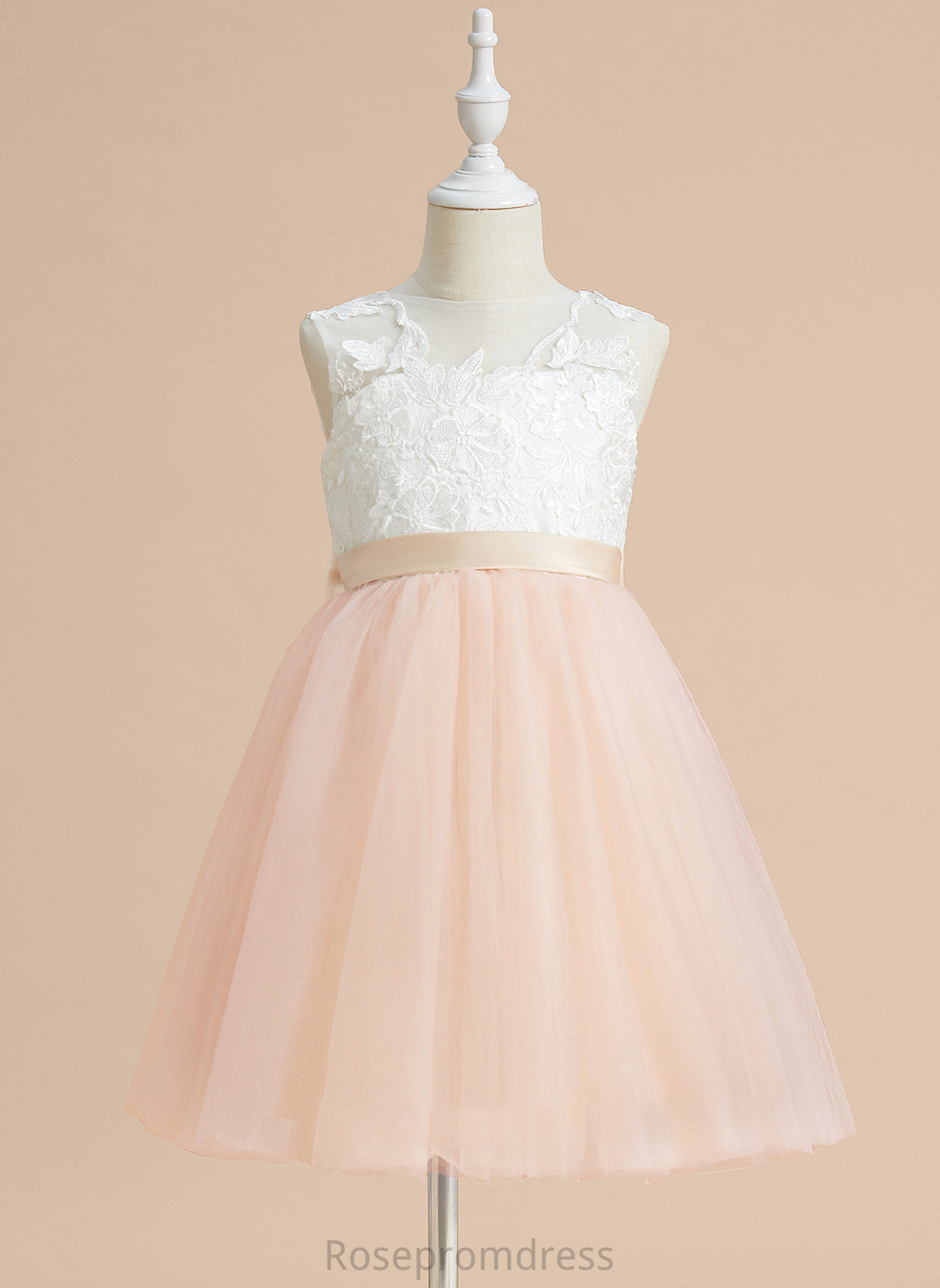 Tulle/Lace With Girl Dress Flower Margaret A-Line - Scoop Neck Flower Girl Dresses Knee-length Bow(s) Sleeveless