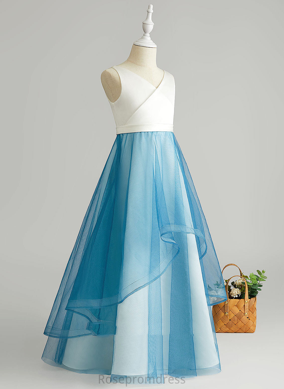 Dress - A-Line Girl V-neck Floor-length Sleeveless Tulle Flower Girl Dresses Dania Flower