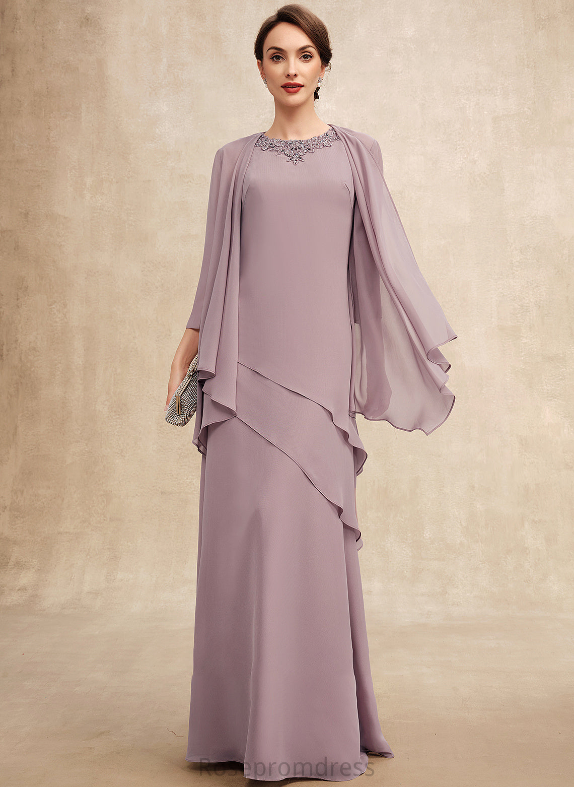 Alexa Dress Neck Scoop Floor-Length With Beading Mother of the Bride Dresses of the Bride Chiffon A-Line Mother