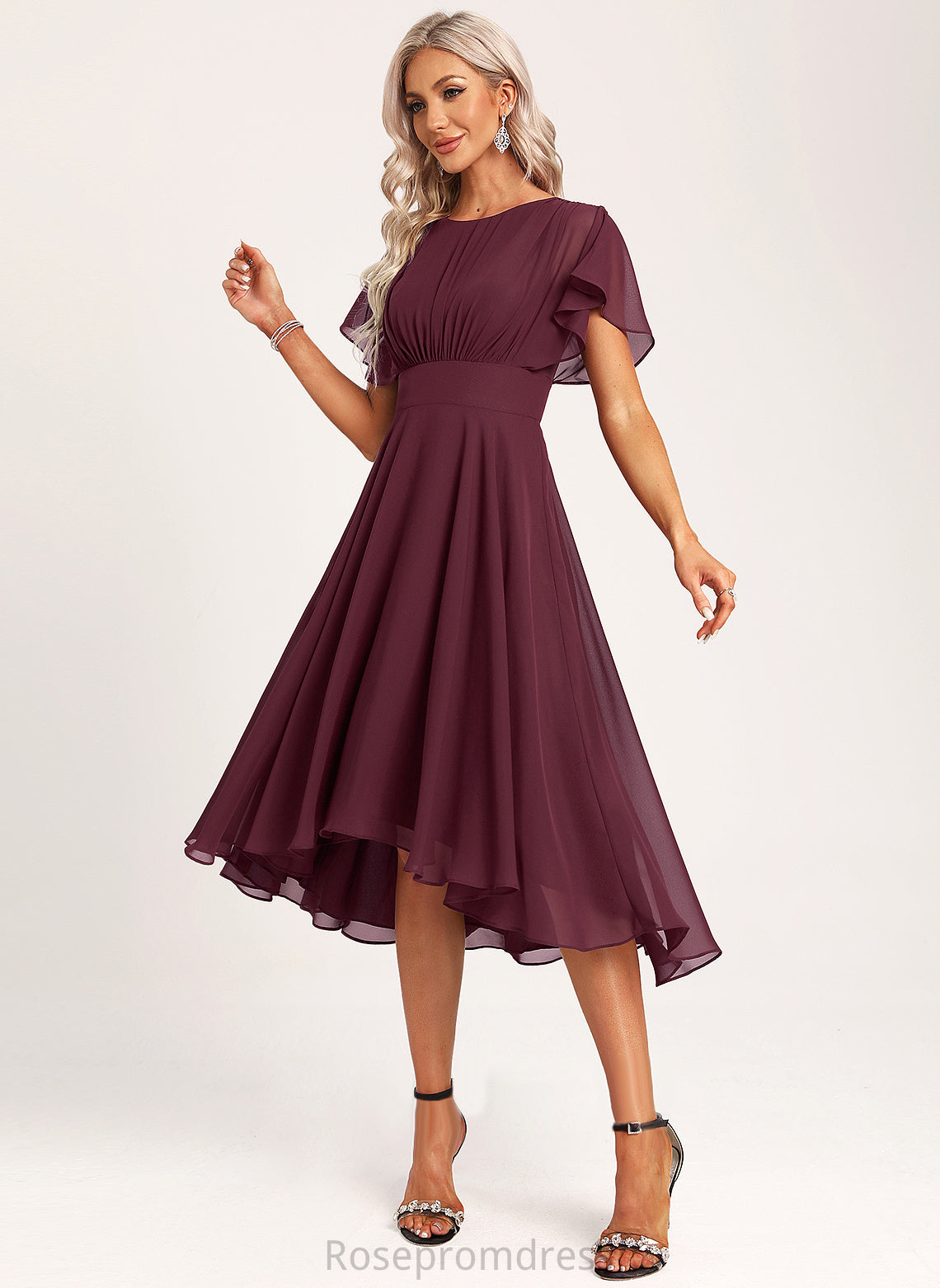 Asymmetrical Scoop Embellishment Silhouette Length A-Line Ruffle Neckline Fabric Paige Bridesmaid Dresses